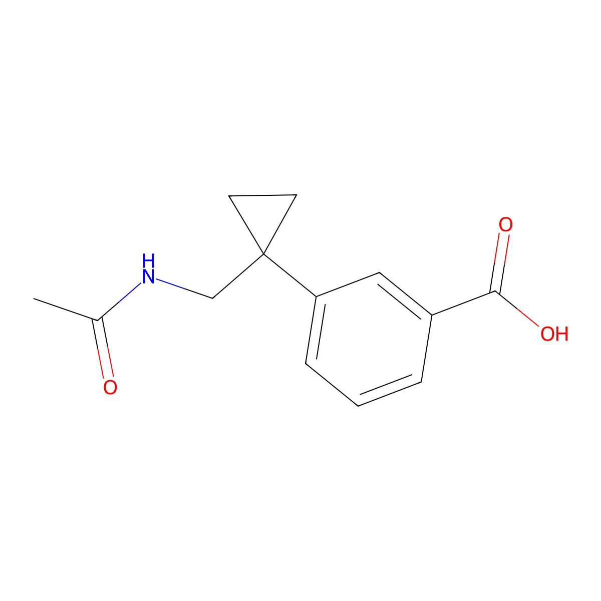 3-[1-(Acetamidomethyl)cyclopropyl]benzoic acid molecular structure, CAS 2680679-18-7