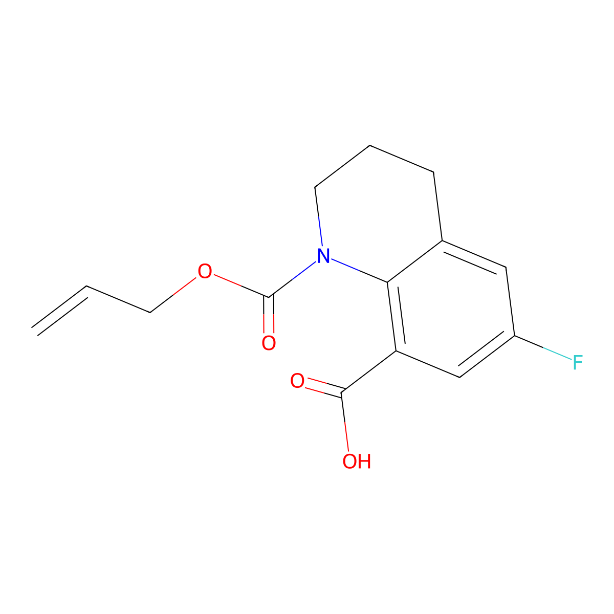 6-Fluoro-1-[(prop-2-en-1-yloxy)carbonyl]-1,2,3,4-tetrahydroquinoline-8-carboxylic acid molecular structure, CAS 2680679-20-1