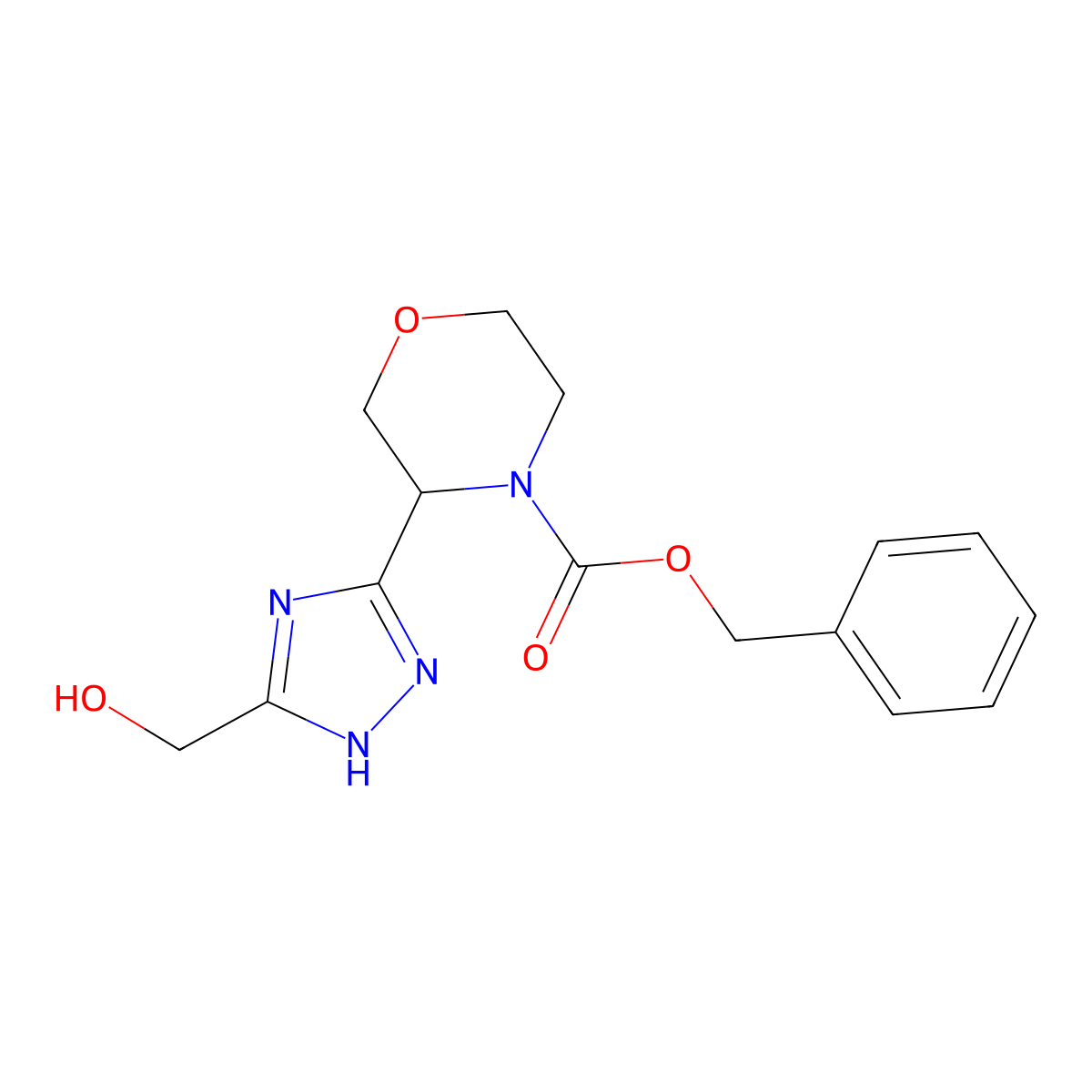 benzyl 3-[5-(hydroxymethyl)-1H-1,2,4-triazol-3-yl]morpholine-4-carboxylate molecular structure, CAS 2680679-22-3