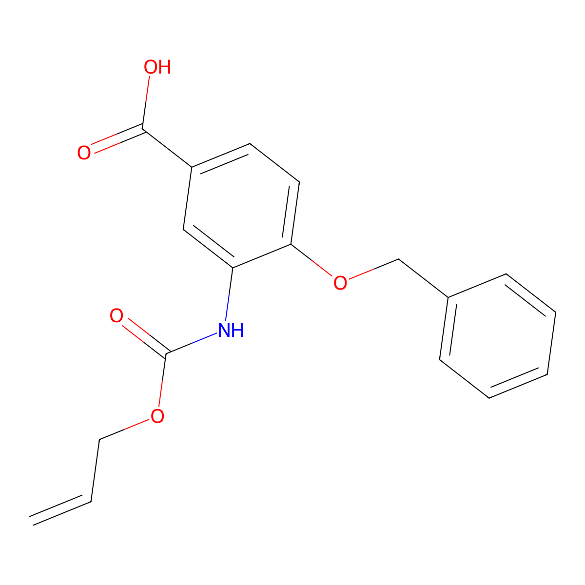 4-(Benzyloxy)-3-{[(prop-2-en-1-yloxy)carbonyl]amino}benzoic acid molecular structure, CAS 2680679-28-9