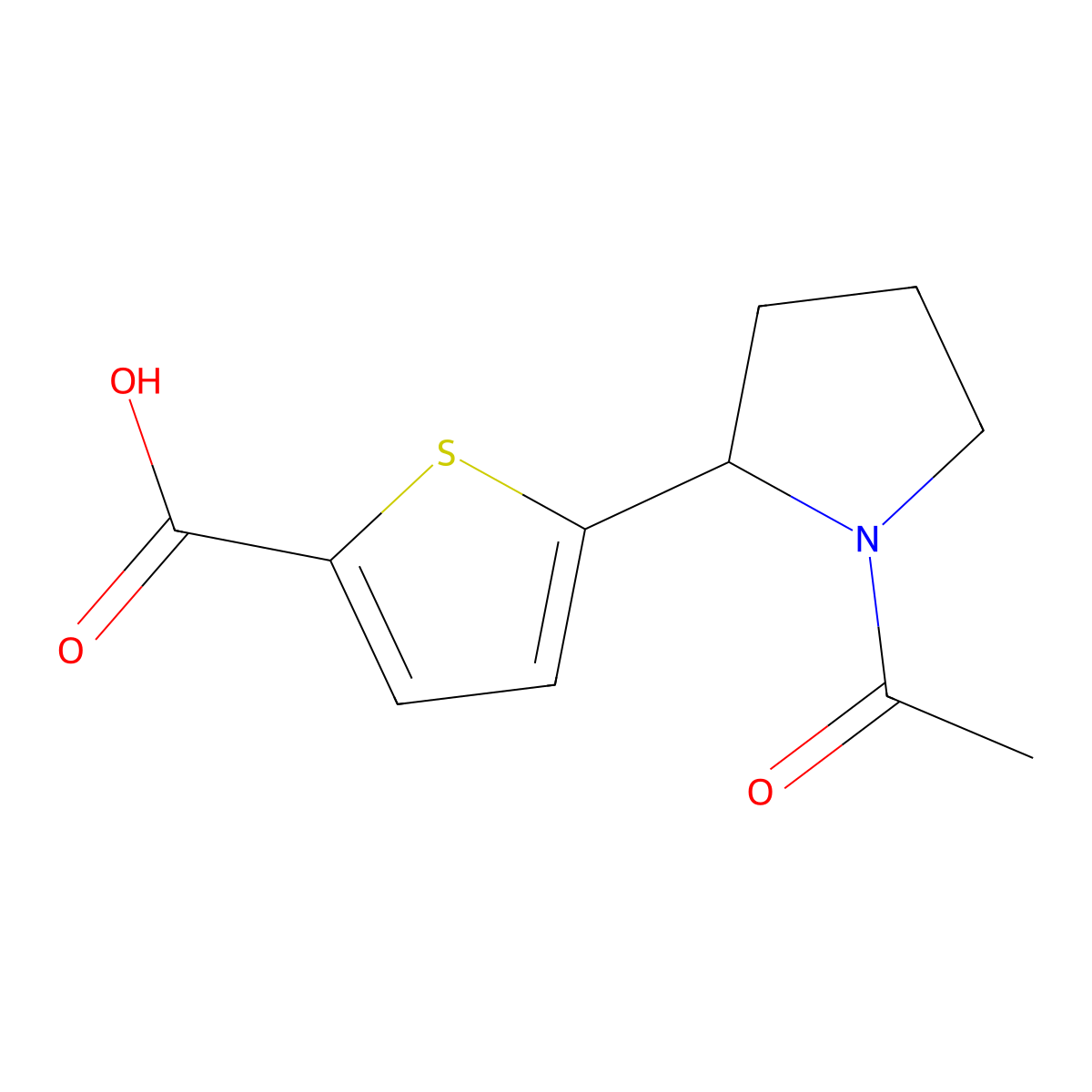 5-(1-Acetylpyrrolidin-2-yl)thiophene-2-carboxylic acid molecular structure, CAS 2680679-30-3