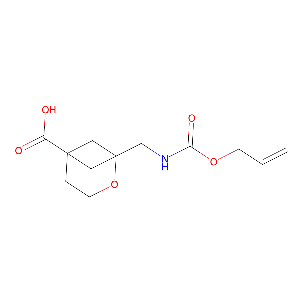 1-({[(Prop-2-en-1-yloxy)carbonyl]amino}methyl)-2-oxabicyclo[3.1.1]heptane-5-carboxylic acid molecular structure, CAS 2680679-35-8