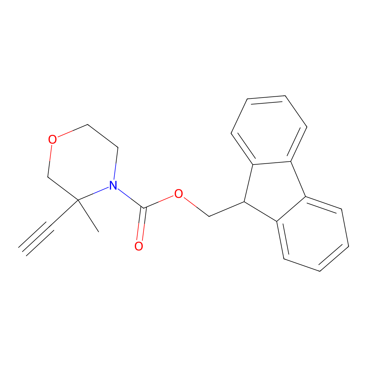 (9H-fluoren-9-yl)methyl 3-ethynyl-3-methylmorpholine-4-carboxylate molecular structure, CAS 2680679-39-2