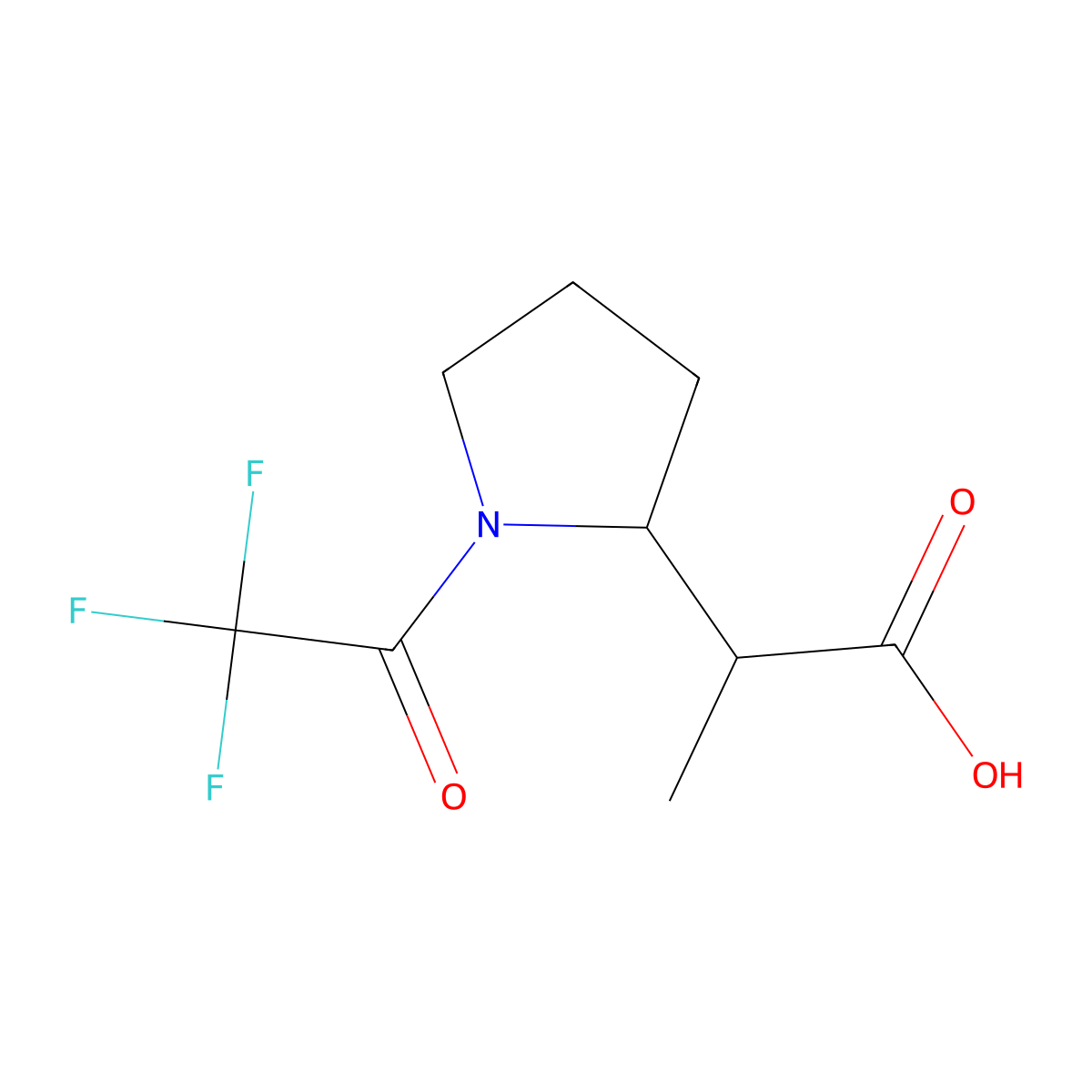 2-[1-(2,2,2-Trifluoroacetyl)pyrrolidin-2-yl]propanoic acid molecular structure, CAS 2680679-40-5