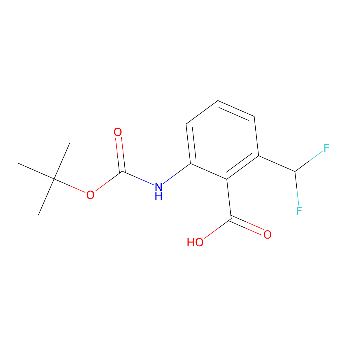 2-{[(Tert-butoxy)carbonyl]amino}-6-(difluoromethyl)benzoic acid molecular structure, CAS 2680679-42-7