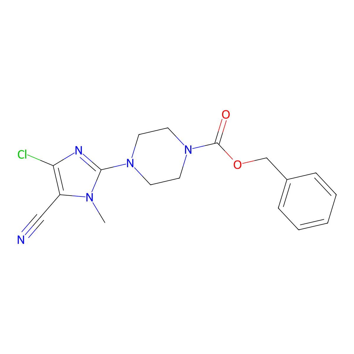 benzyl 4-(4-chloro-5-cyano-1-methyl-1H-imidazol-2-yl)piperazine-1-carboxylate molecular structure, CAS 2680679-46-1