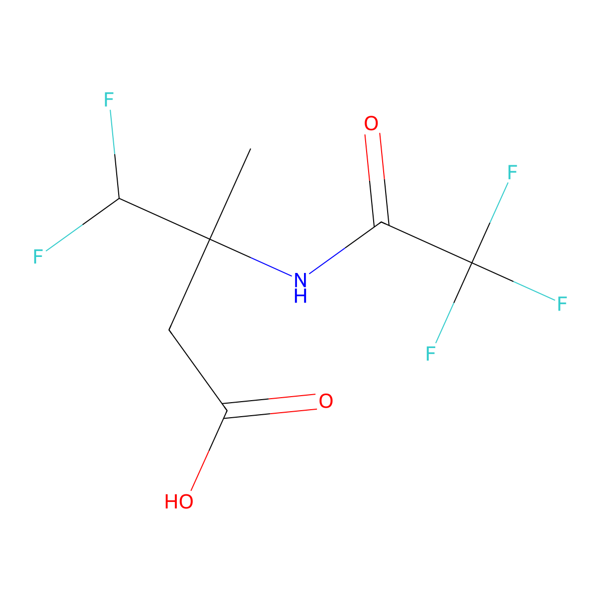 4,4-Difluoro-3-methyl-3-(trifluoroacetamido)butanoic acid molecular structure, CAS 2680679-49-4