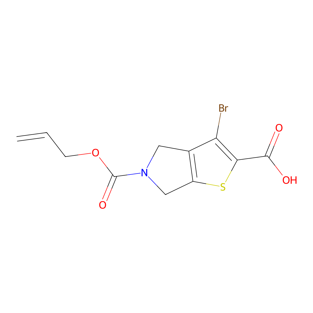 3-bromo-5-[(prop-2-en-1-yloxy)carbonyl]-4H,5H,6H-thieno[2,3-c]pyrrole-2-carboxylic acid molecular structure, CAS 2680679-50-7