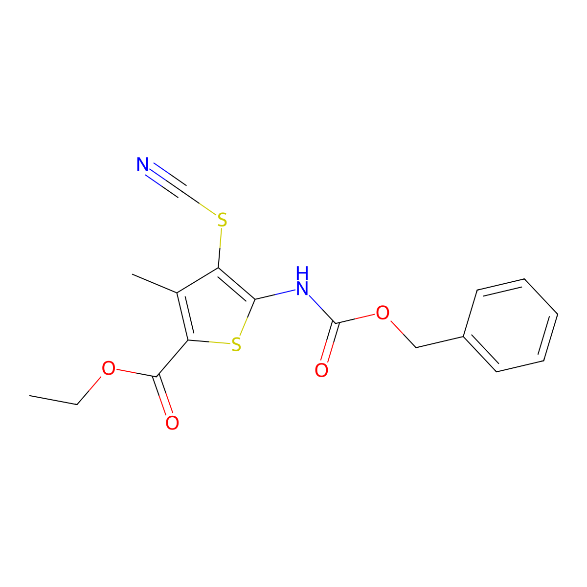 Ethyl 5-{[(benzyloxy)carbonyl]amino}-4-(cyanosulfanyl)-3-methylthiophene-2-carboxylate molecular structure, CAS 2680679-56-3