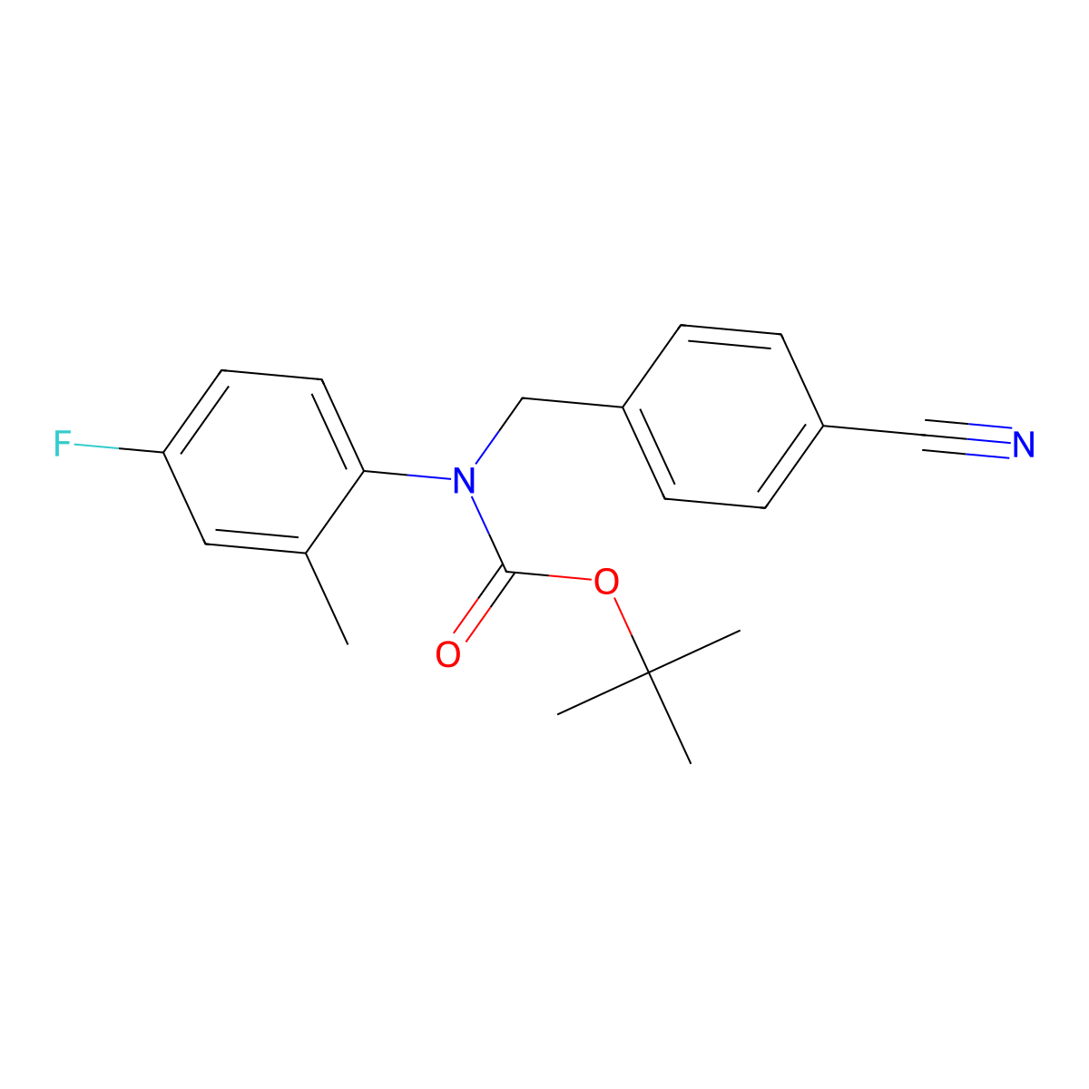 tert-butyl N-[(4-cyanophenyl)methyl]-N-(4-fluoro-2-methylphenyl)carbamate molecular structure, CAS 2680679-58-5