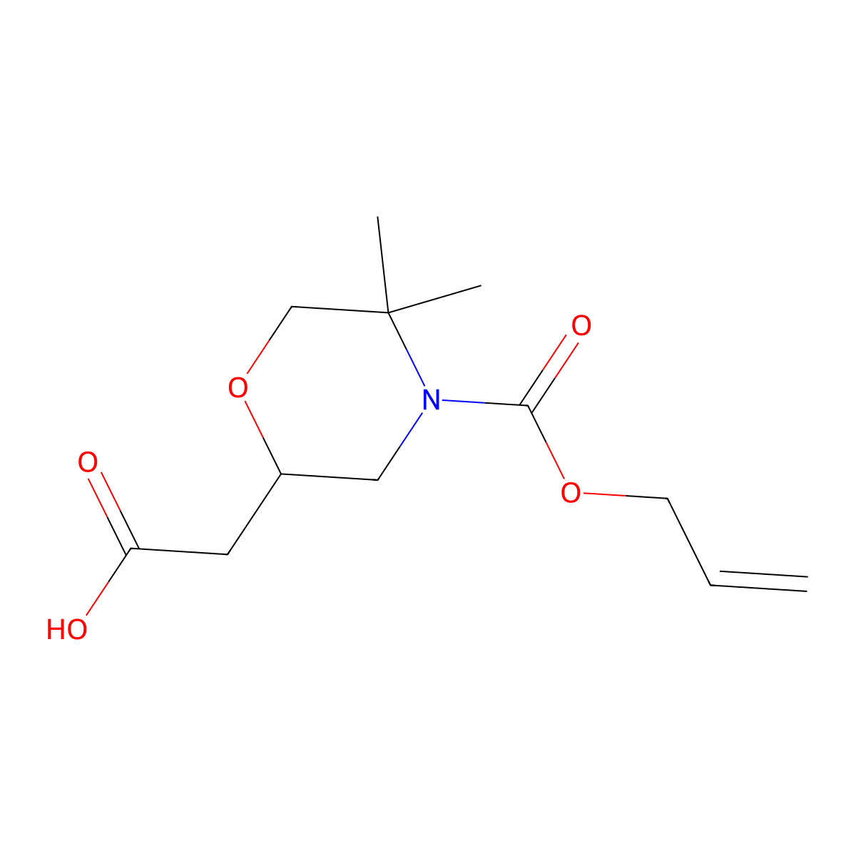 2-{5,5-Dimethyl-4-[(prop-2-en-1-yloxy)carbonyl]morpholin-2-yl}acetic acid molecular structure, CAS 2680679-66-5