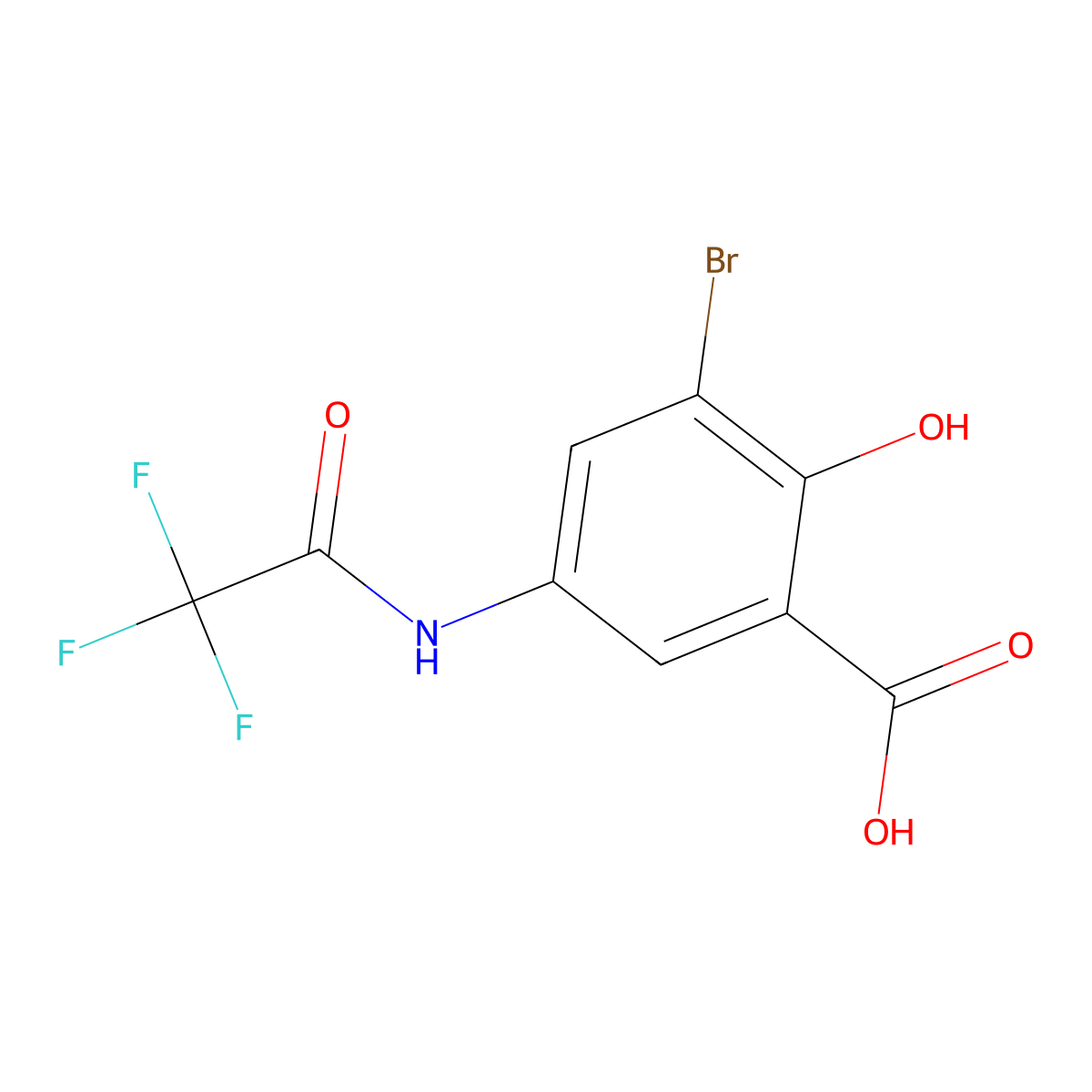 3-Bromo-2-hydroxy-5-(2,2,2-trifluoroacetamido)benzoic acid molecular structure, CAS 2680679-69-8