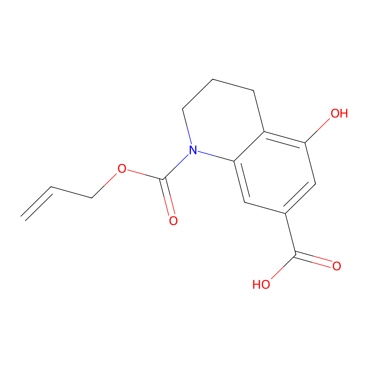 5-Hydroxy-1-[(prop-2-en-1-yloxy)carbonyl]-1,2,3,4-tetrahydroquinoline-7-carboxylic acid molecular structure, CAS 2680679-70-1