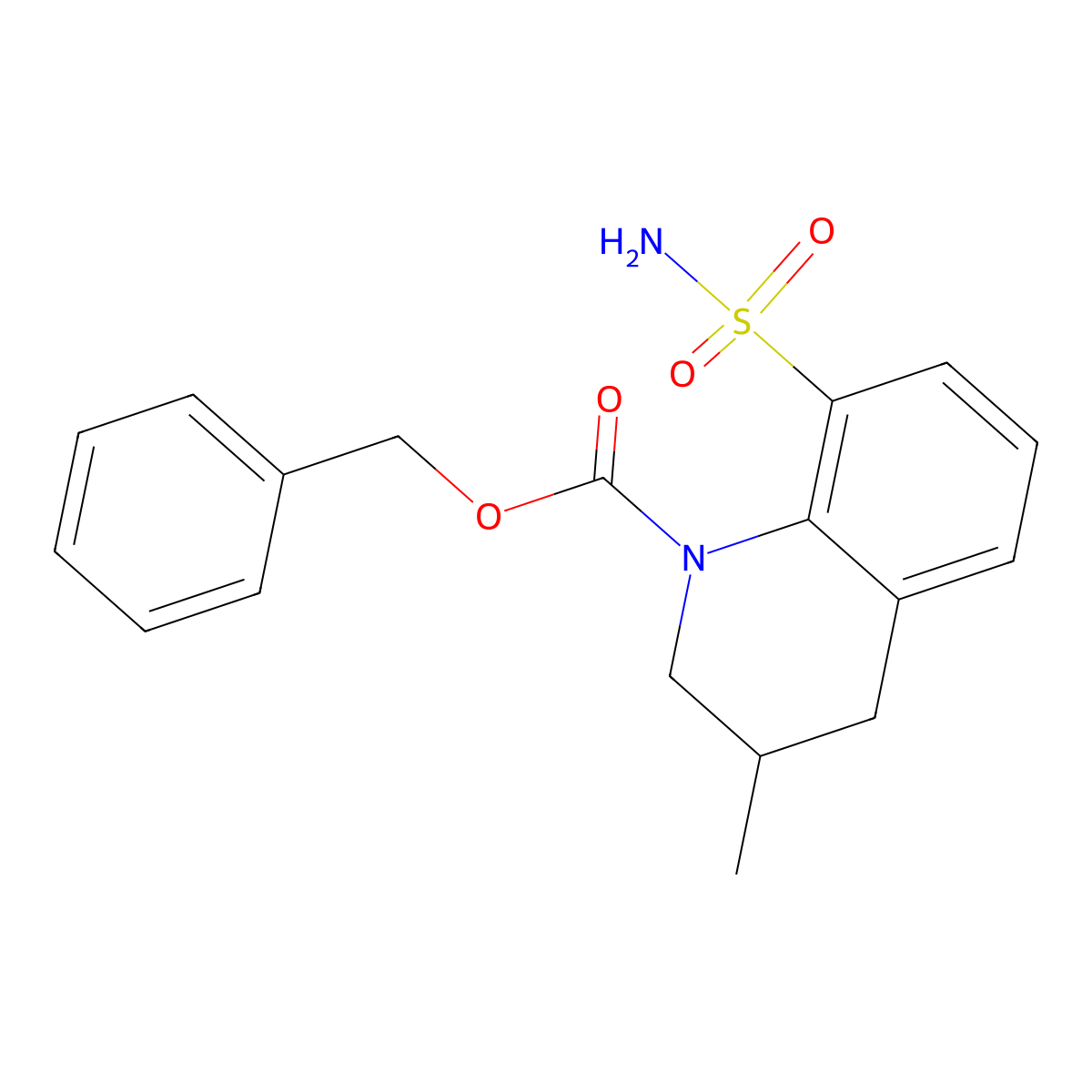 Benzyl 3-methyl-8-sulfamoyl-1,2,3,4-tetrahydroquinoline-1-carboxylate molecular structure, CAS 2680679-82-5