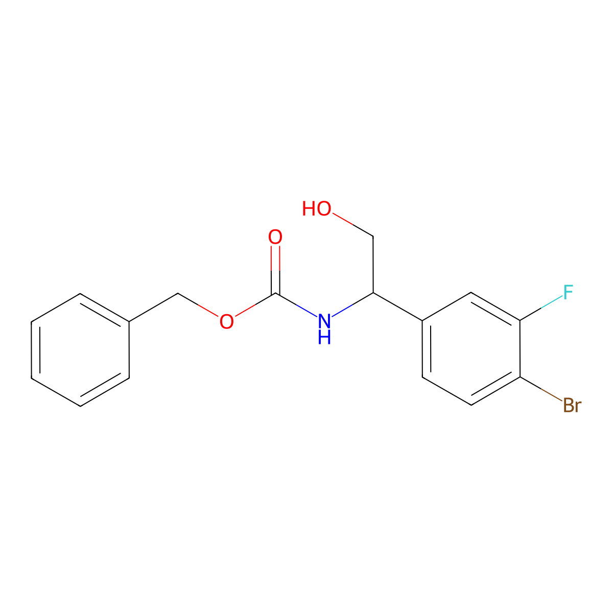 benzyl N-[1-(4-bromo-3-fluorophenyl)-2-hydroxyethyl]carbamate molecular structure, CAS 2680679-86-9