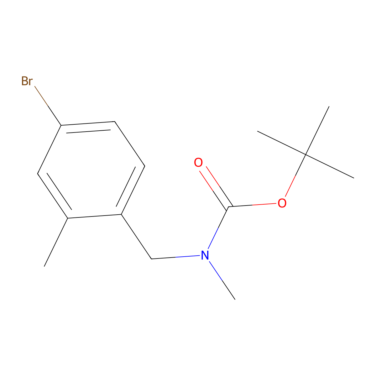 tert-butyl N-[(4-bromo-2-methylphenyl)methyl]-N-methylcarbamate molecular structure, CAS 2680680-08-2