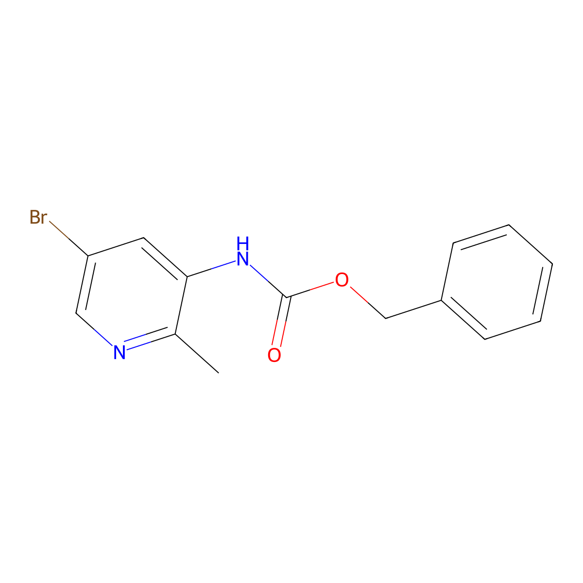 benzyl N-(5-bromo-2-methylpyridin-3-yl)carbamate molecular structure, CAS 2680680-12-8