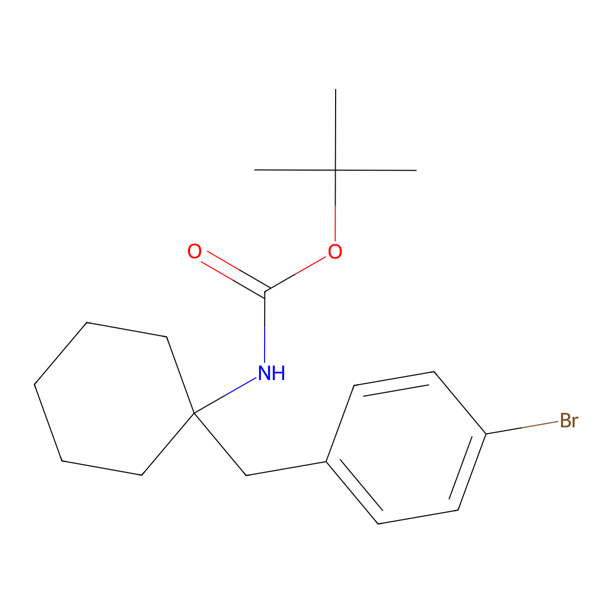 tert-butyl N-{1-[(4-bromophenyl)methyl]cyclohexyl}carbamate molecular structure, CAS 2680680-13-9