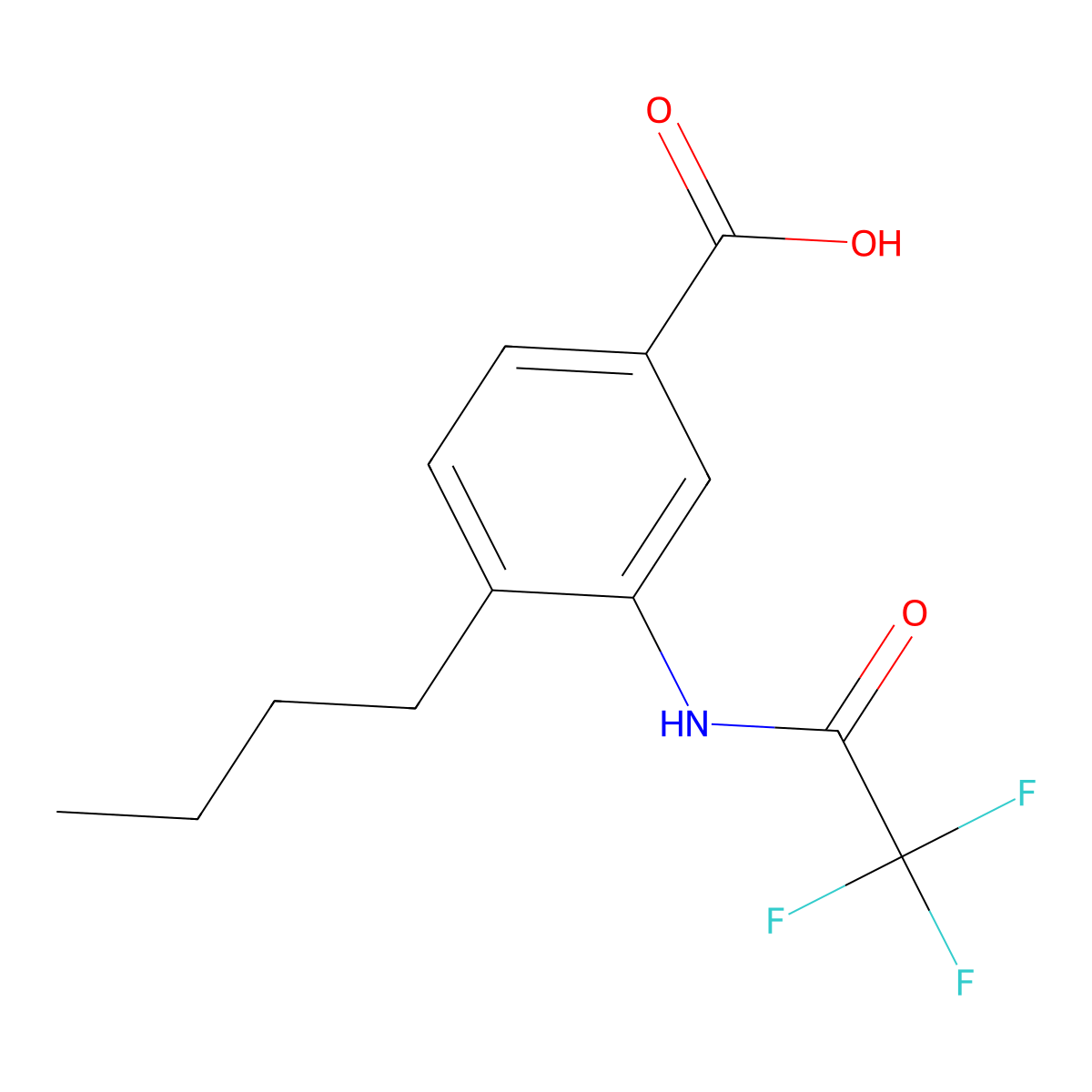 4-Butyl-3-(2,2,2-trifluoroacetamido)benzoic acid molecular structure, CAS 2680680-16-2