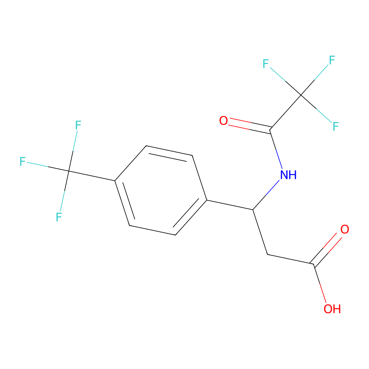 3-(2,2,2-Trifluoroacetamido)-3-[4-(trifluoromethyl)phenyl]propanoic acid molecular structure, CAS 2680680-27-5