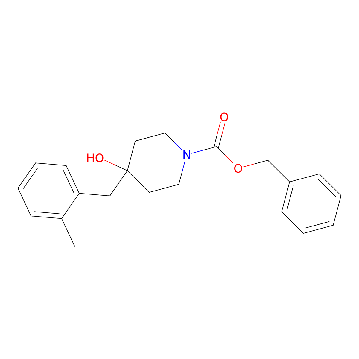 Benzyl 4-hydroxy-4-[(2-methylphenyl)methyl]piperidine-1-carboxylate molecular structure, CAS 2680680-32-2