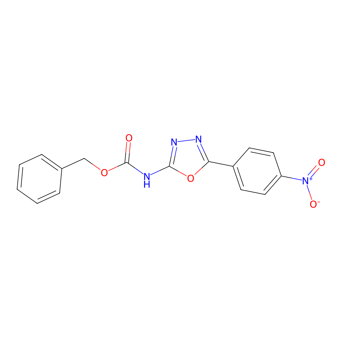 benzyl N-[5-(4-nitrophenyl)-1,3,4-oxadiazol-2-yl]carbamate molecular structure, CAS 2680680-48-0