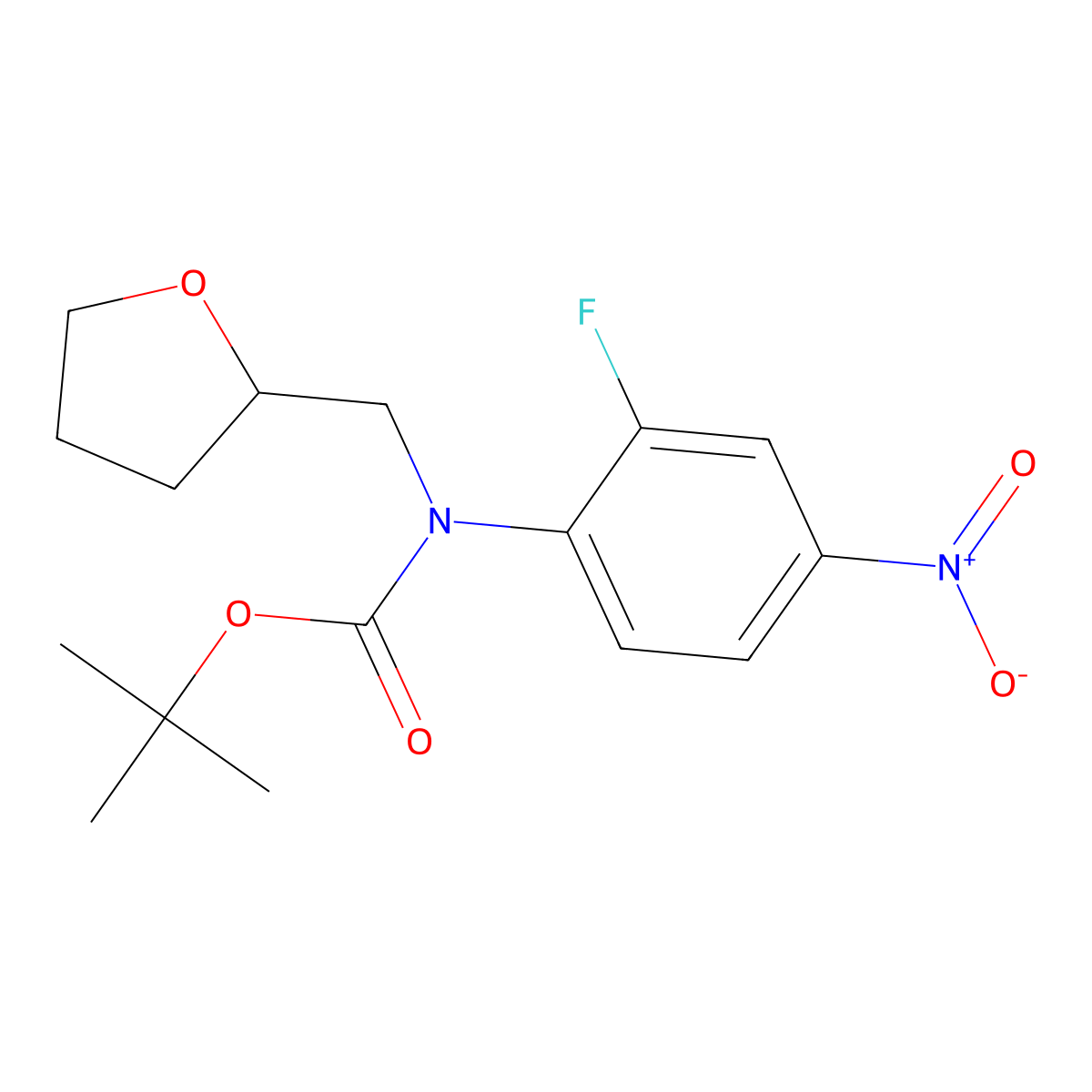 tert-butyl N-(2-fluoro-4-nitrophenyl)-N-[(oxolan-2-yl)methyl]carbamate molecular structure, CAS 2680680-49-1