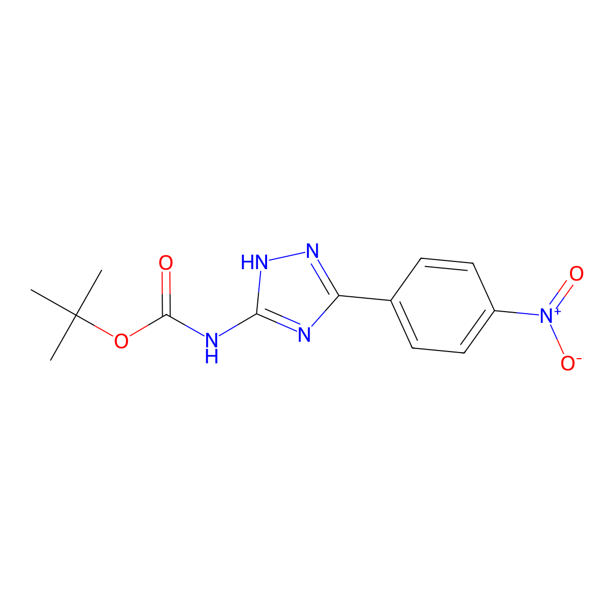 tert-butyl N-[3-(4-nitrophenyl)-1H-1,2,4-triazol-5-yl]carbamate molecular structure, CAS 2680680-55-9