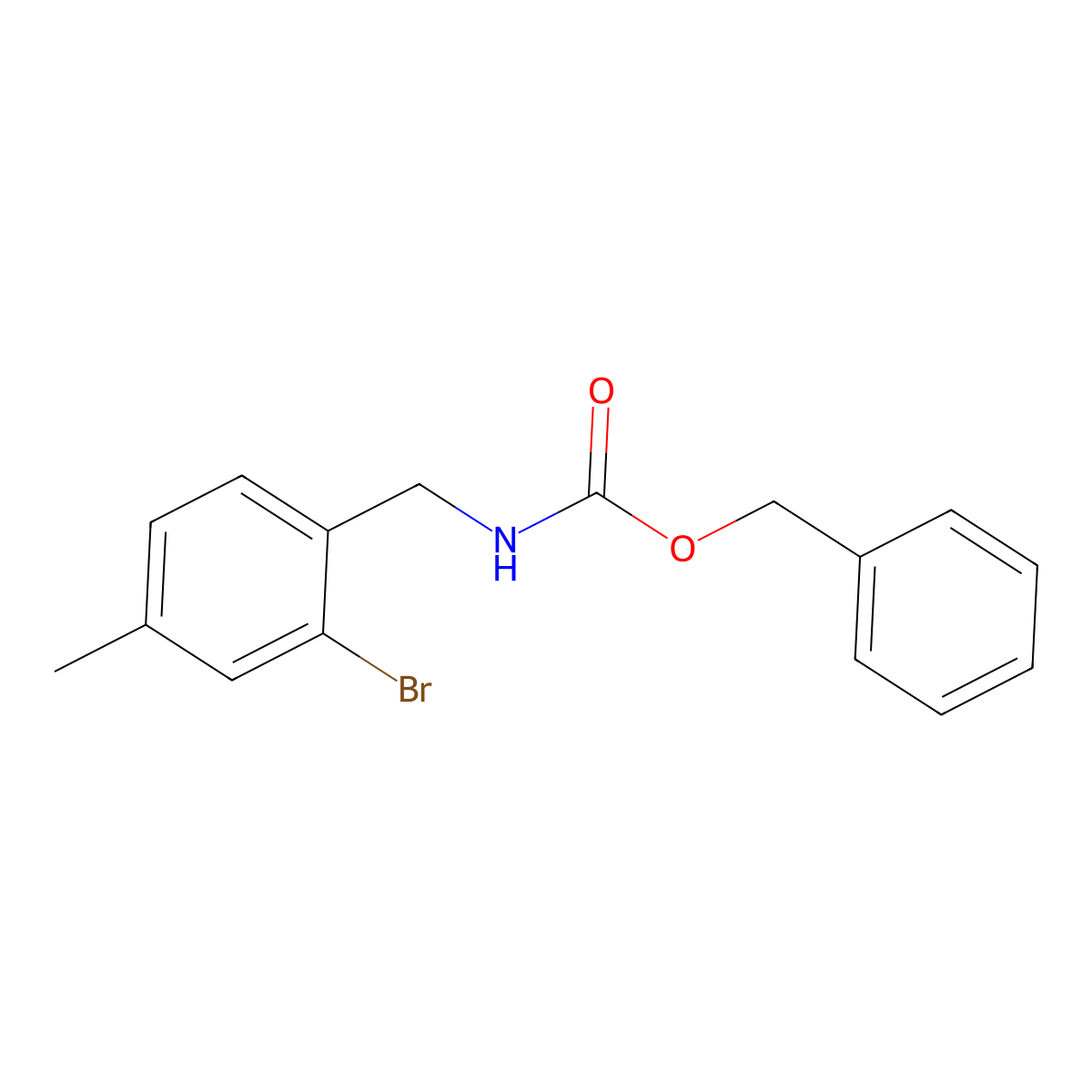 benzyl N-[(2-bromo-4-methylphenyl)methyl]carbamate molecular structure, CAS 2680680-77-5