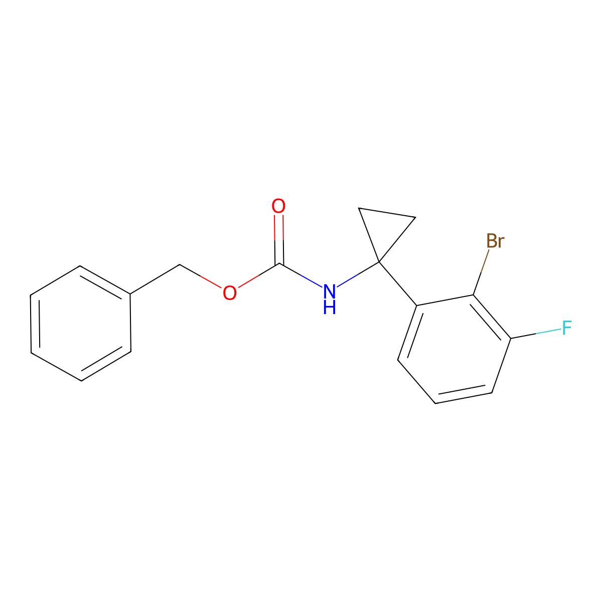 benzyl N-[1-(2-bromo-3-fluorophenyl)cyclopropyl]carbamate molecular structure, CAS 2680680-85-5