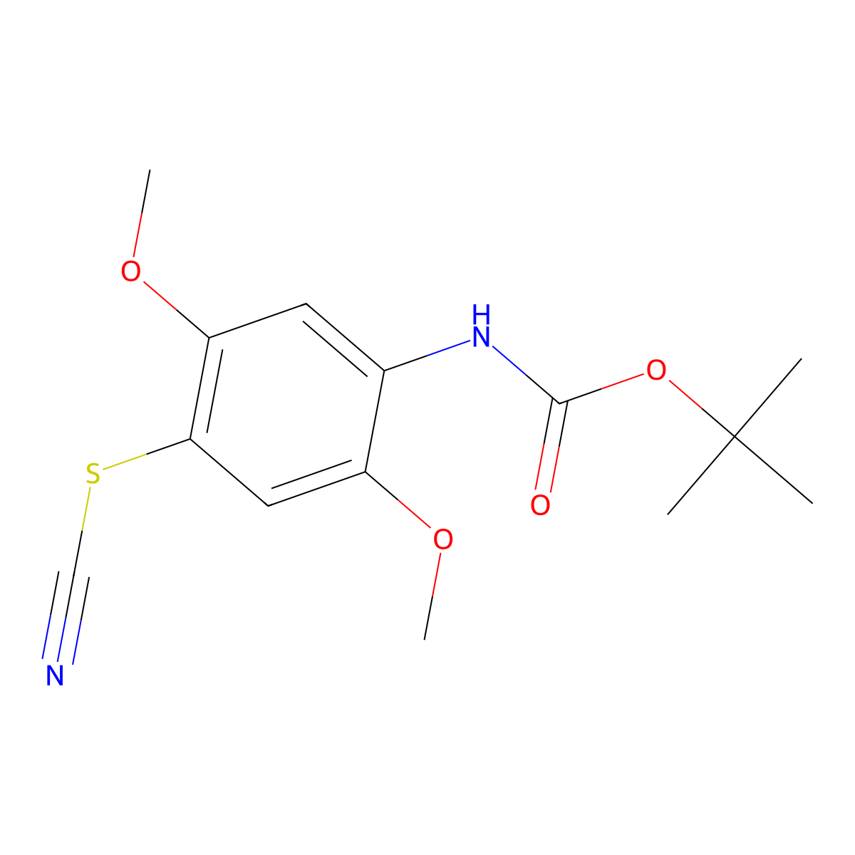 tert-butyl N-[4-(cyanosulfanyl)-2,5-dimethoxyphenyl]carbamate molecular structure, CAS 2680680-96-8