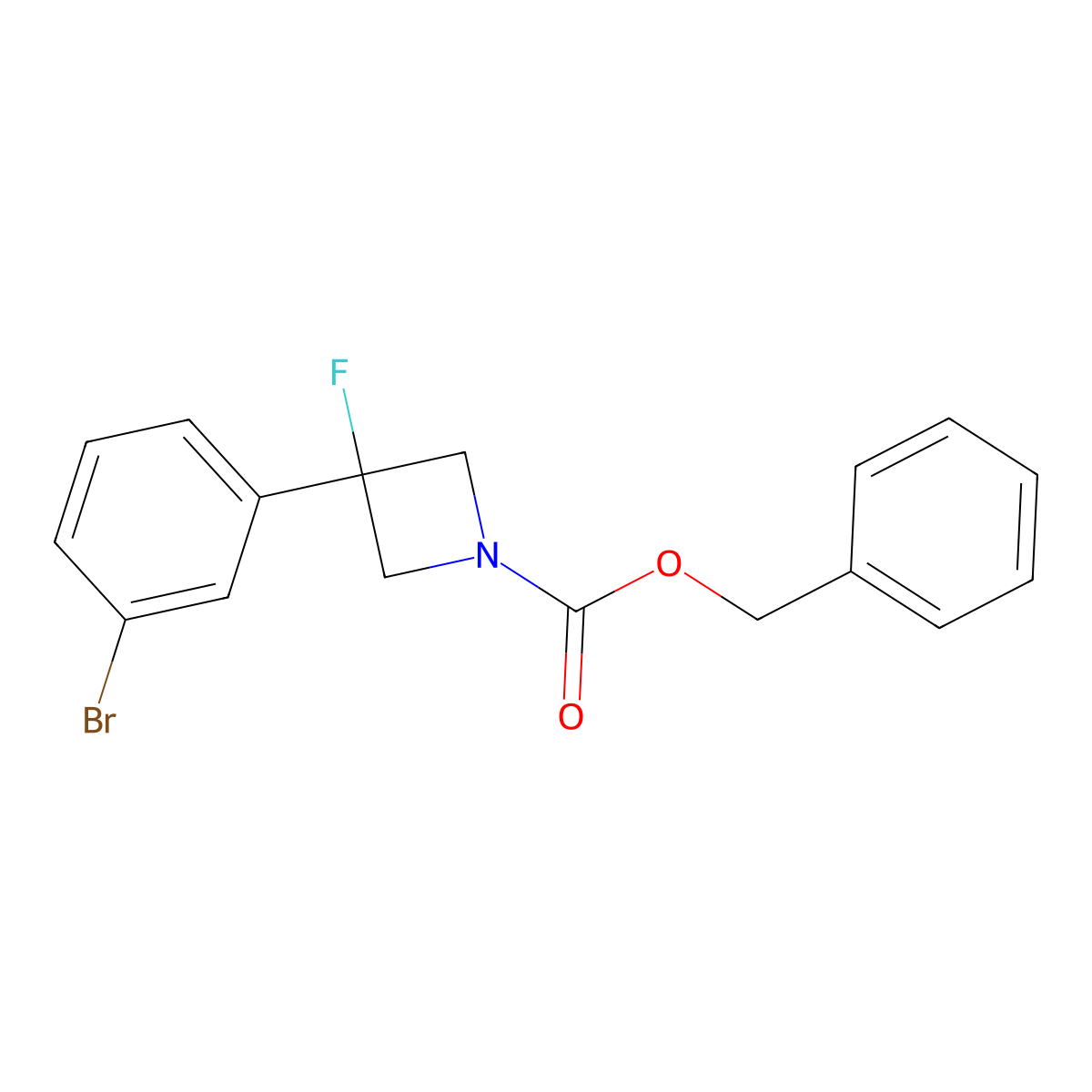 Benzyl 3-(3-bromophenyl)-3-fluoroazetidine-1-carboxylate molecular structure, CAS 2680681-00-7