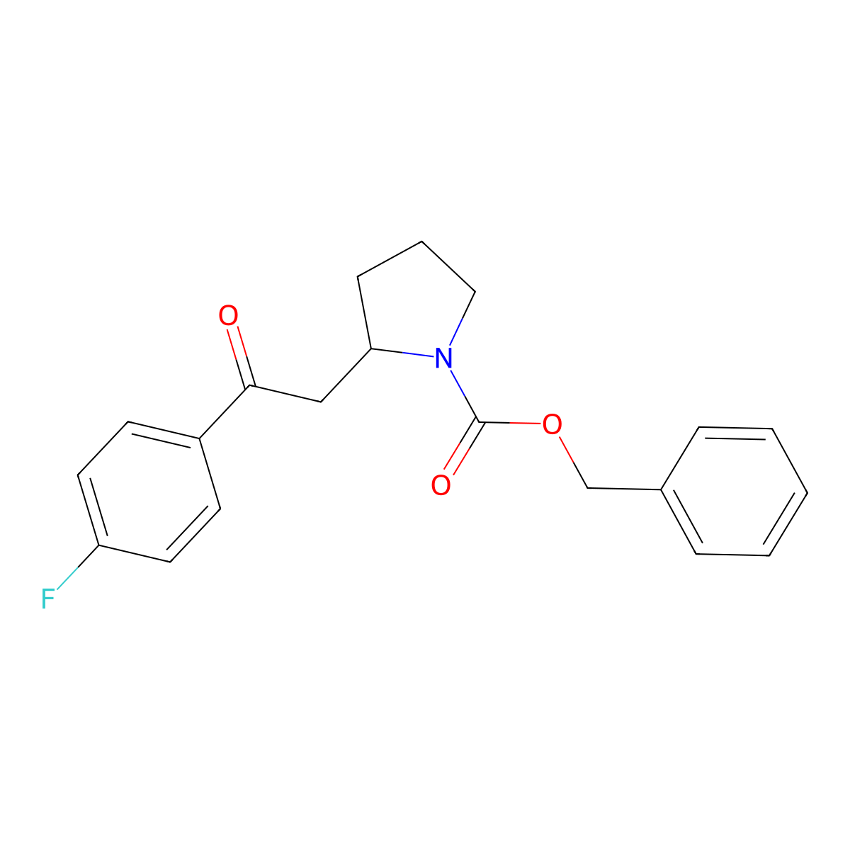 Benzyl 2-[2-(4-fluorophenyl)-2-oxoethyl]pyrrolidine-1-carboxylate molecular structure, CAS 2680681-06-3