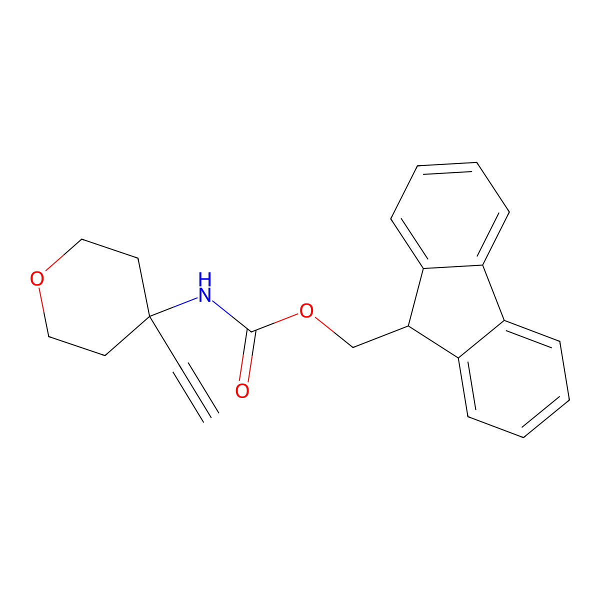 (9H-fluoren-9-yl)methyl N-(4-ethynyloxan-4-yl)carbamate molecular structure, CAS 2680681-18-7