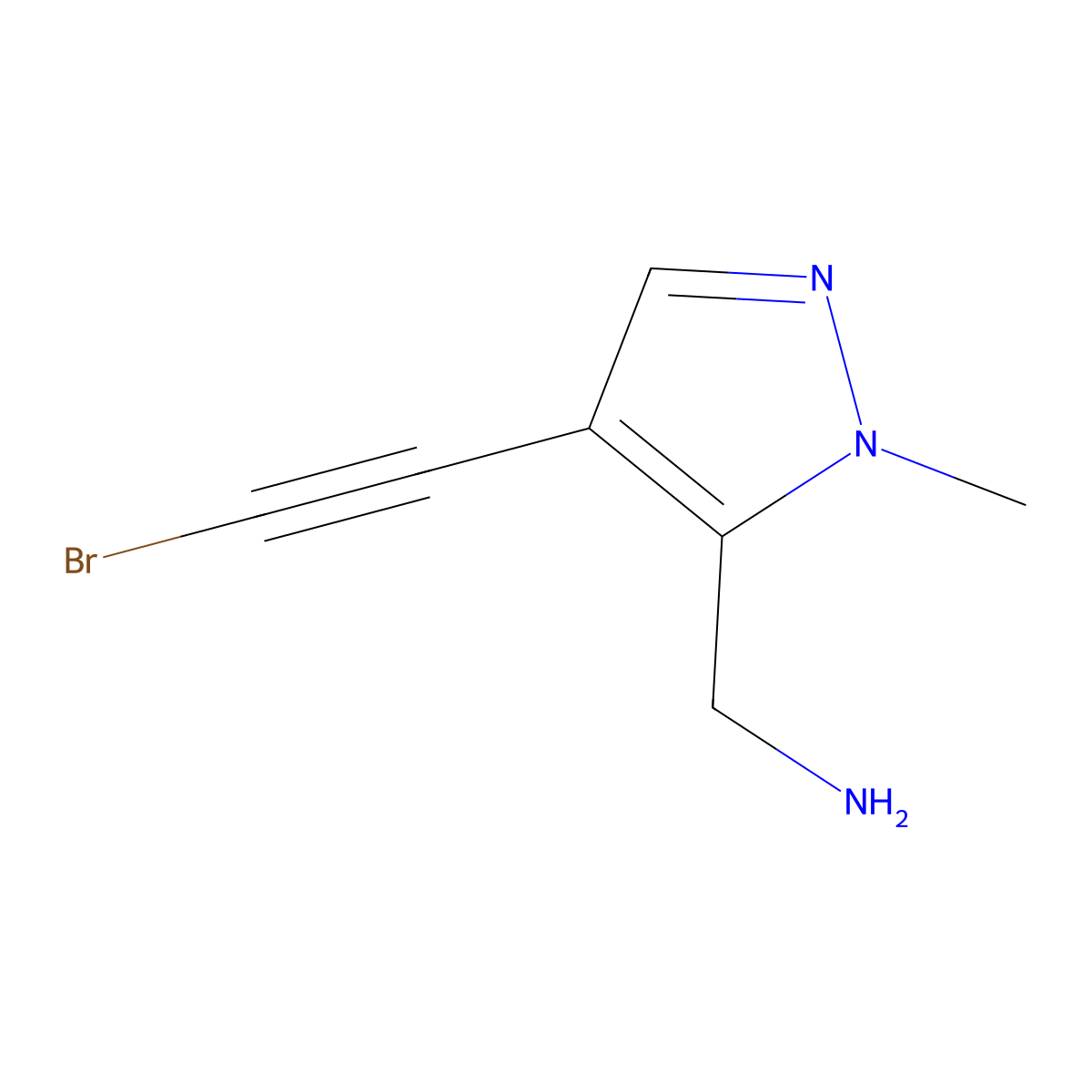 1-[4-(2-bromoethynyl)-1-methyl-1H-pyrazol-5-yl]methanamine molecular structure, CAS 2680681-21-2