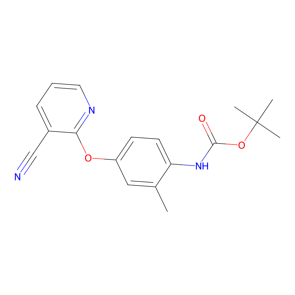 tert-butyl N-{4-[(3-cyanopyridin-2-yl)oxy]-2-methylphenyl}carbamate molecular structure, CAS 2680681-30-3