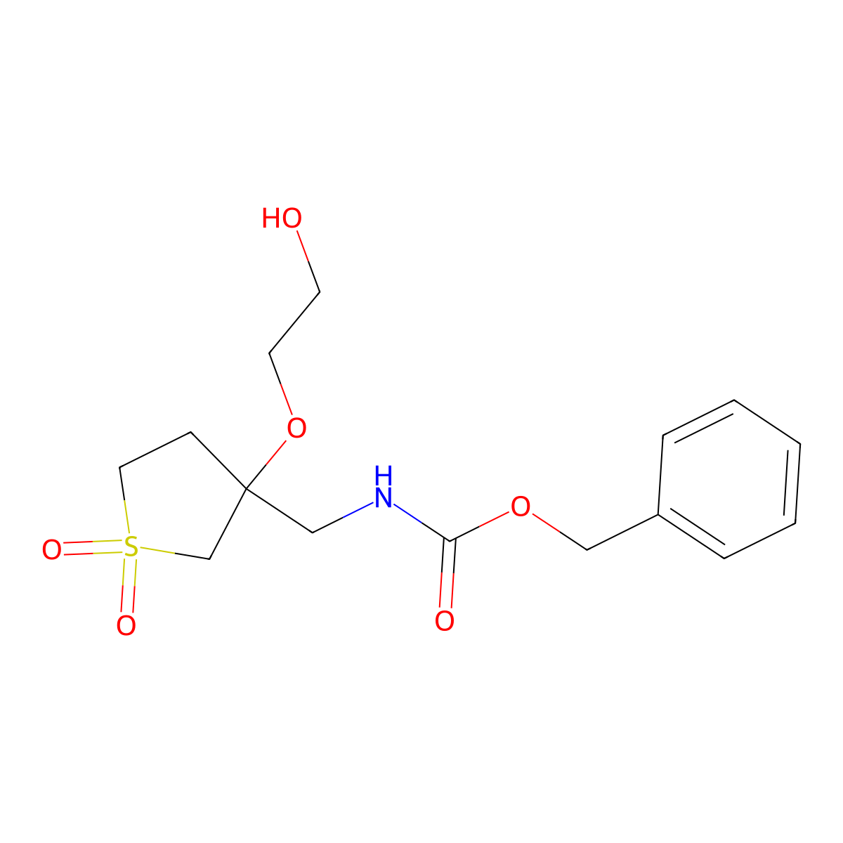 benzyl N-{[3-(2-hydroxyethoxy)-1,1-dioxo-1lambda6-thiolan-3-yl]methyl}carbamate molecular structure, CAS 2680681-31-4