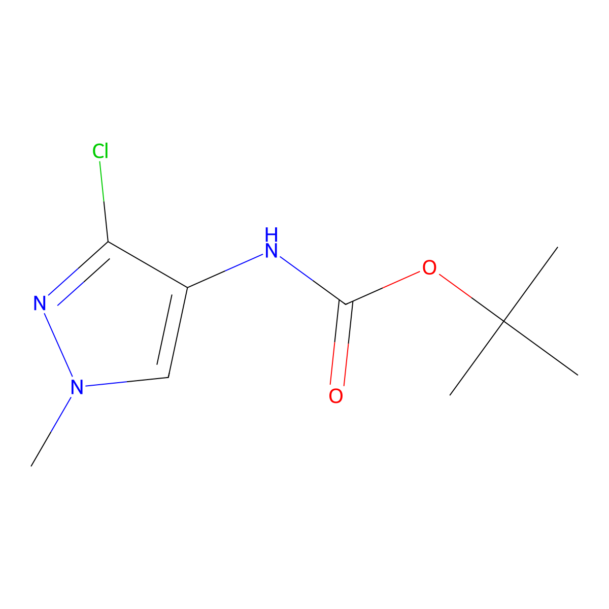 tert-butyl N-(3-chloro-1-methyl-1H-pyrazol-4-yl)carbamate molecular structure, CAS 2680681-33-6