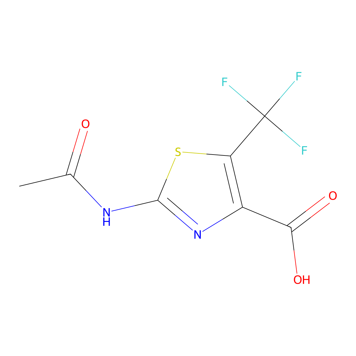 2-Acetamido-5-(trifluoromethyl)-1,3-thiazole-4-carboxylic acid molecular structure, CAS 2680681-35-8