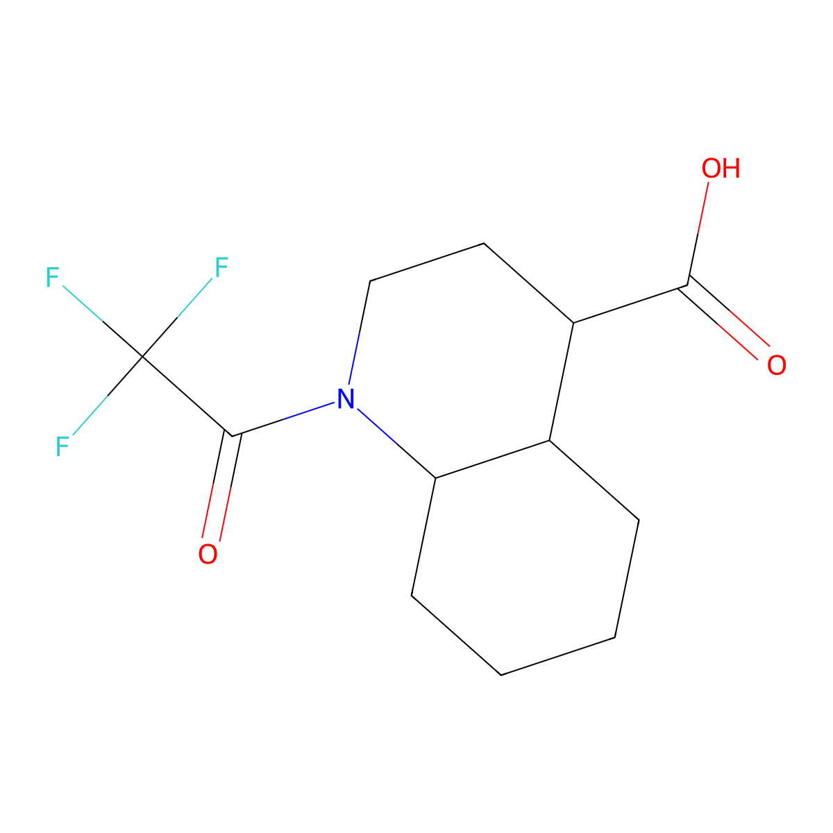 1-(2,2,2-Trifluoroacetyl)-decahydroquinoline-4-carboxylic acid molecular structure, CAS 2680681-47-2
