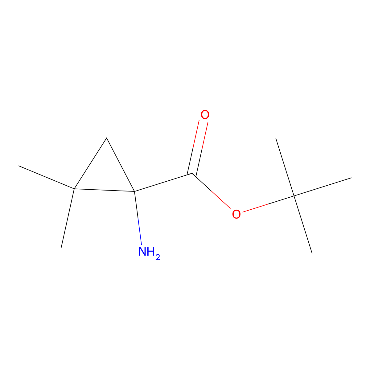 Tert-butyl 1-amino-2,2-dimethylcyclopropane-1-carboxylate molecular structure, CAS 2680681-48-3