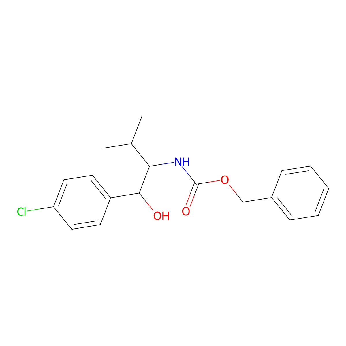 benzyl N-[1-(4-chlorophenyl)-1-hydroxy-3-methylbutan-2-yl]carbamate molecular structure, CAS 2680681-54-1
