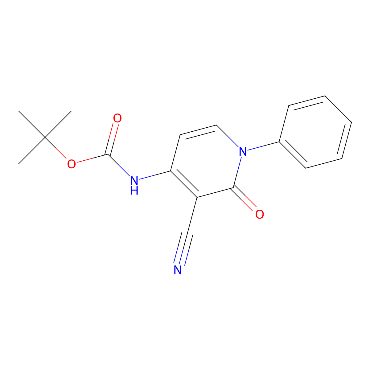 tert-butyl N-(3-cyano-2-oxo-1-phenyl-1,2-dihydropyridin-4-yl)carbamate molecular structure, CAS 2680681-67-6