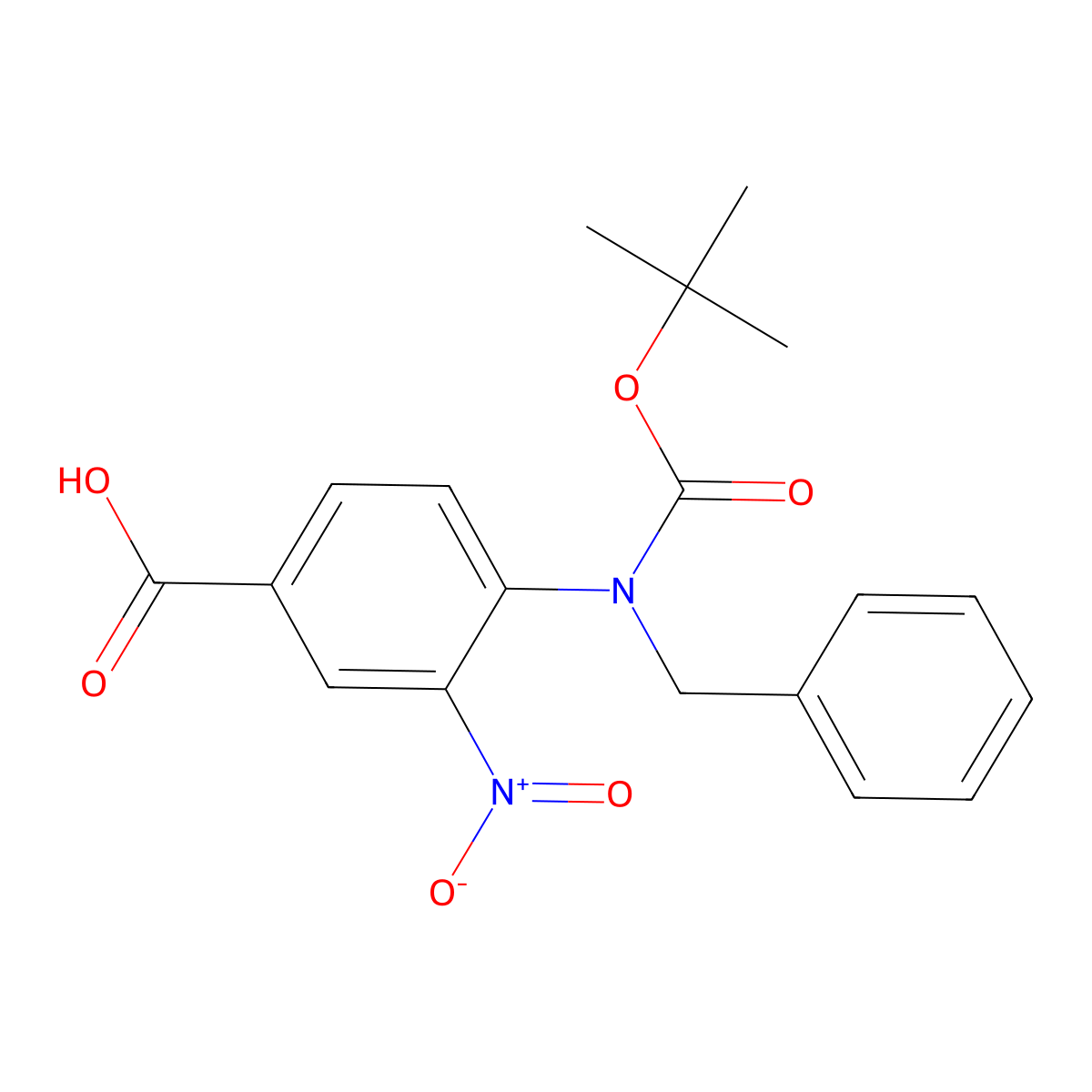 4-{Benzyl[(tert-butoxy)carbonyl]amino}-3-nitrobenzoic acid molecular structure, CAS 2680681-80-3