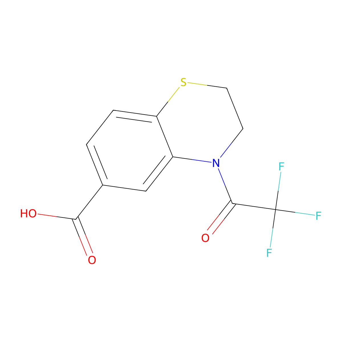 4-(2,2,2-trifluoroacetyl)-3,4-dihydro-2H-1,4-benzothiazine-6-carboxylic acid molecular structure, CAS 2680681-85-8