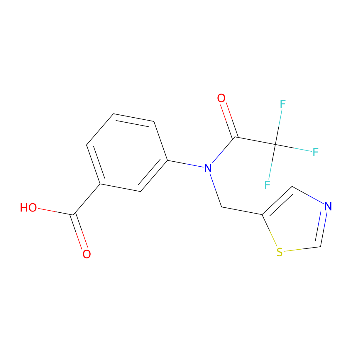 3-{2,2,2-trifluoro-N-[(1,3-thiazol-5-yl)methyl]acetamido}benzoic acid molecular structure, CAS 2680681-95-0