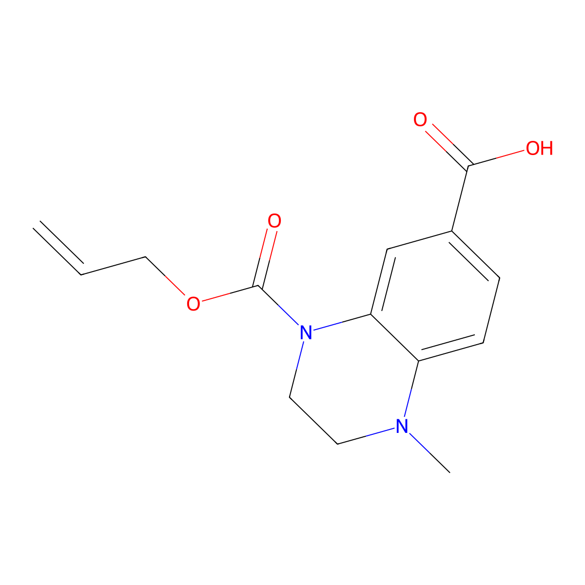 1-Methyl-4-[(prop-2-en-1-yloxy)carbonyl]-1,2,3,4-tetrahydroquinoxaline-6-carboxylic acid molecular structure, CAS 2680681-97-2