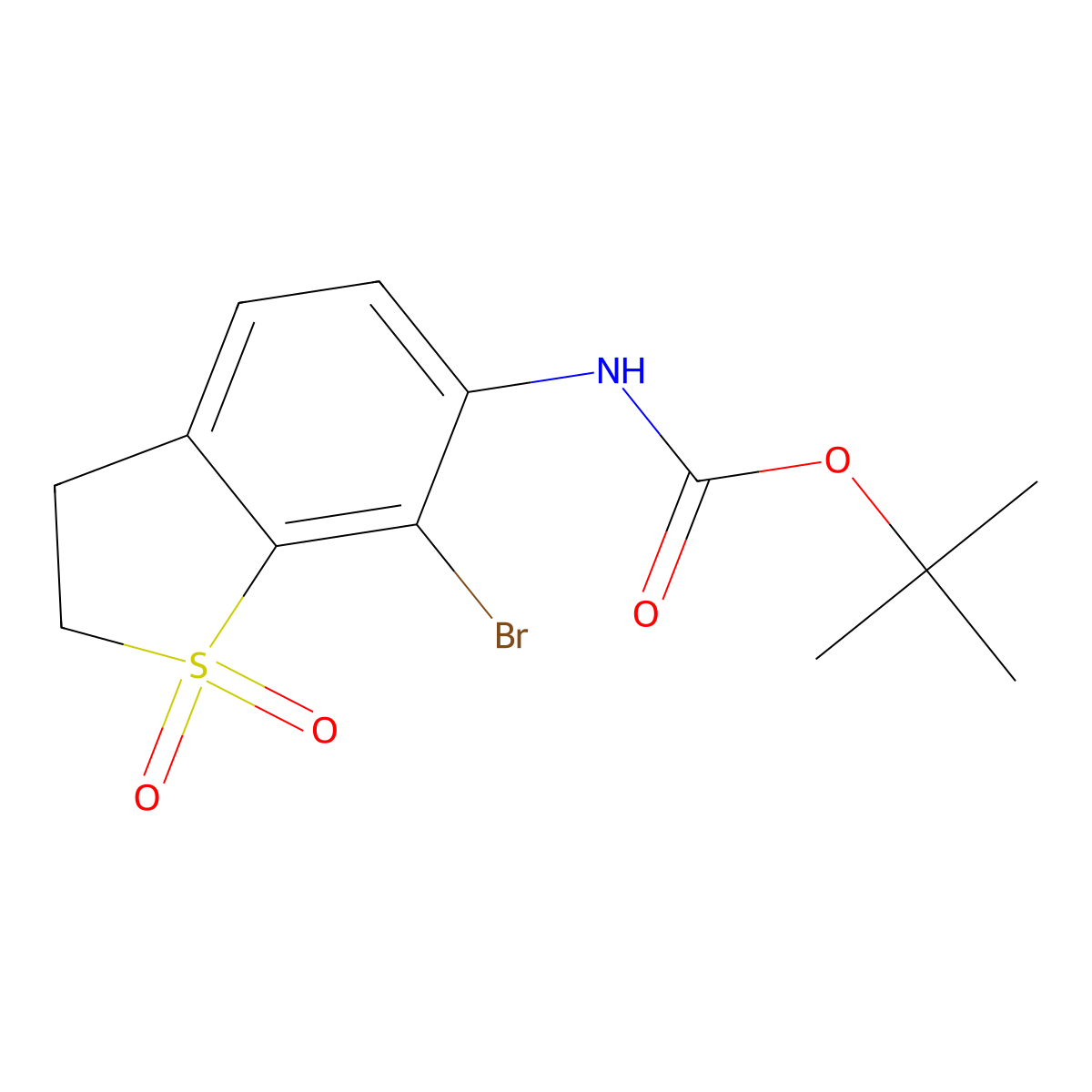 tert-butyl N-(7-bromo-1,1-dioxo-2,3-dihydro-1lambda6-benzothiophen-6-yl)carbamate molecular structure, CAS 2680682-08-8