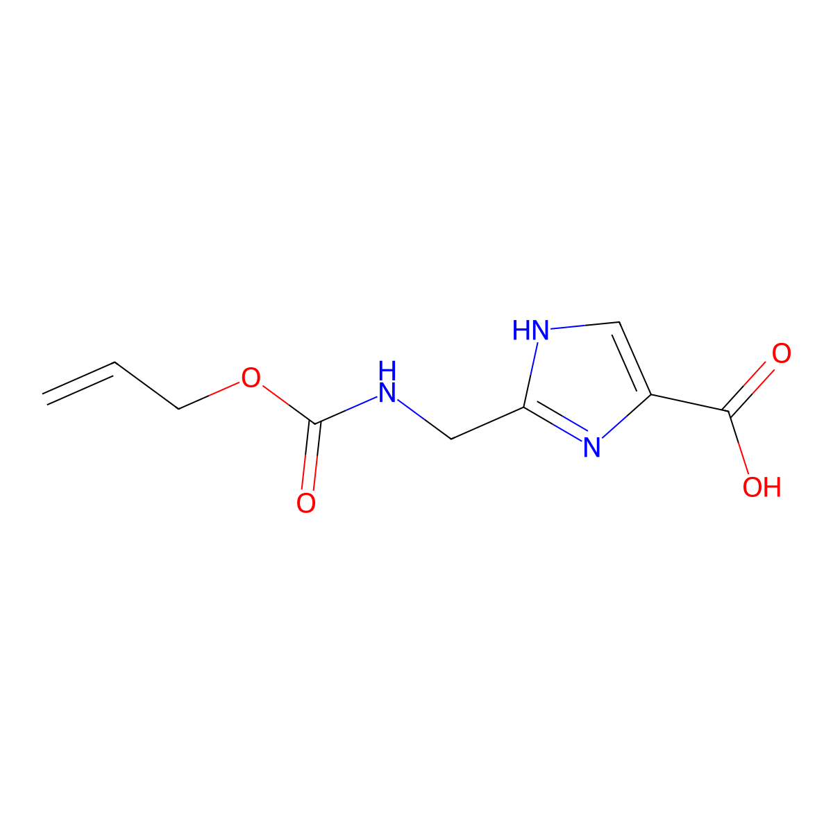 2-({[(prop-2-en-1-yloxy)carbonyl]amino}methyl)-1H-imidazole-4-carboxylic acid molecular structure, CAS 2680682-11-3