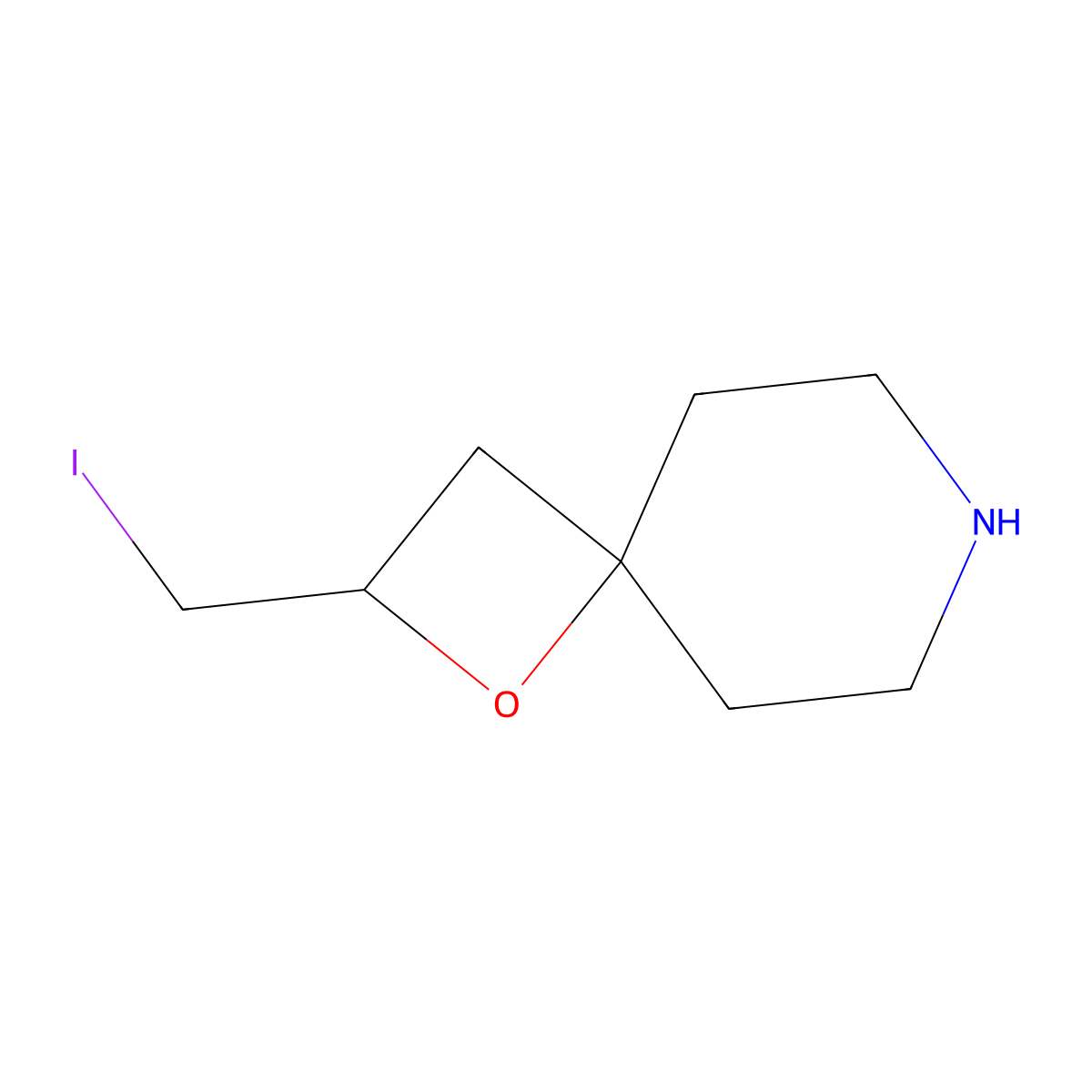 2-(Iodomethyl)-1-oxa-7-azaspiro[3.5]nonane molecular structure, CAS 2680682-18-0